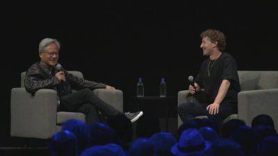 Meta's Mark Zuckerberg chews AI cud with Nvidia's Jen-Hsun Huang, talking about delicious cows, slicing tomatoes, and old Chinese guys drinking whiskey