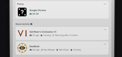 Discord now displays a log of your recent playtime, so your friends can peer into the unholy depths of your gaming habits