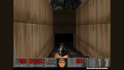 A neural network is 'playing' Doom by generating frames one by one and it's pretty trippy, man